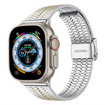 สายรัดนาฬิกาเหล็กกล้าไร้สนิมแบบหัวเข็มขัดลูกปัดเจ็ดเม็ด xDfind สำหรับ Apple Watch 42 / 44 / 45 / 46 / 49 มม. สำหรับ Apple Watch 38 / 40 / 41 / S10 42 มม.