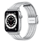 สายรัดนาฬิกาเหล็กกล้าไร้สนิมแบบหัวเข็มขัดลูกปัดเจ็ดเม็ด xDfind สำหรับ Apple Watch 42 / 44 / 45 / 46 / 49 มม. สำหรับ Apple Watch 38 / 40 / 41 / S10 42 มม.