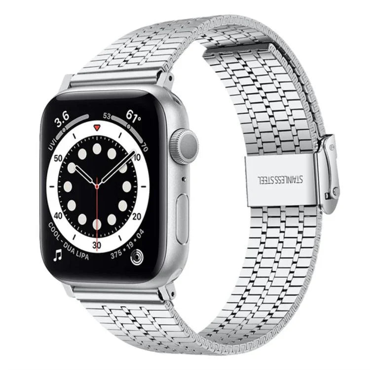 สายรัดนาฬิกาเหล็กกล้าไร้สนิมแบบหัวเข็มขัดลูกปัดเจ็ดเม็ด xDfind สำหรับ Apple Watch 42 / 44 / 45 / 46 / 49 มม. สำหรับ Apple Watch 38 / 40 / 41 / S10 42 มม.