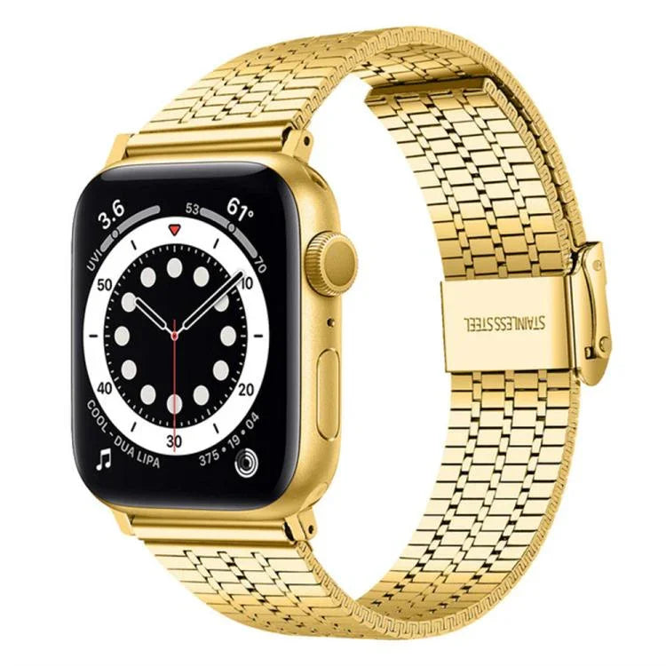 สายรัดนาฬิกาเหล็กกล้าไร้สนิมแบบหัวเข็มขัดลูกปัดเจ็ดเม็ด xDfind สำหรับ Apple Watch 42 / 44 / 45 / 46 / 49 มม. สำหรับ Apple Watch 38 / 40 / 41 / S10 42 มม.