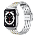สายรัดนาฬิกาเหล็กกล้าไร้สนิมแบบหัวเข็มขัดลูกปัดเจ็ดเม็ด xDfind สำหรับ Apple Watch 42 / 44 / 45 / 46 / 49 มม. สำหรับ Apple Watch 38 / 40 / 41 / S10 42 มม.