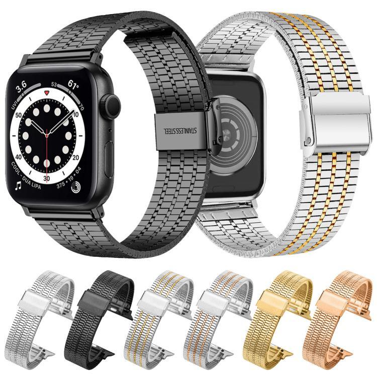 สายรัดนาฬิกาเหล็กกล้าไร้สนิมแบบหัวเข็มขัดลูกปัดเจ็ดเม็ด xDfind สำหรับ Apple Watch 42 / 44 / 45 / 46 / 49 มม. สำหรับ Apple Watch 38 / 40 / 41 / S10 42 มม.