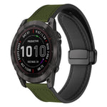 xDfind Crazy Horse Pattern Silicone Skin Magnetic Buckle Watch Band, For Garmin Fenix 8 / 7X / 6X / 5X 26mm, For Garmin Fenix 8 / 7 / 6 / 5 22mm