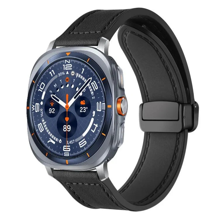สายรัดนาฬิกาซิลิโคนลายหนังม้าบ้า xDfind พร้อมหัวเข็มขัดแม่เหล็ก สำหรับ Samsung Galaxy Watch Ultra / Ultra 2025, Samsung Galaxy Watch8 / 8 Classic