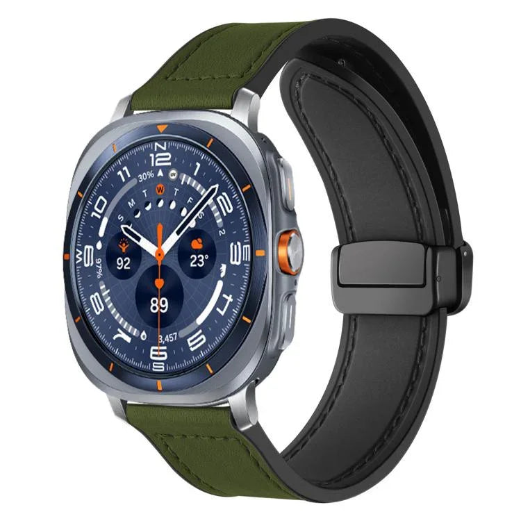 สายรัดนาฬิกาซิลิโคนลายหนังม้าบ้า xDfind พร้อมหัวเข็มขัดแม่เหล็ก สำหรับ Samsung Galaxy Watch Ultra / Ultra 2025, Samsung Galaxy Watch8 / 8 Classic