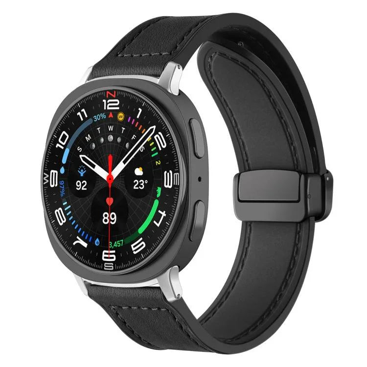 สายรัดนาฬิกาซิลิโคนลายหนังม้าบ้า xDfind พร้อมหัวเข็มขัดแม่เหล็ก สำหรับ Samsung Galaxy Watch Ultra / Ultra 2025, Samsung Galaxy Watch8 / 8 Classic