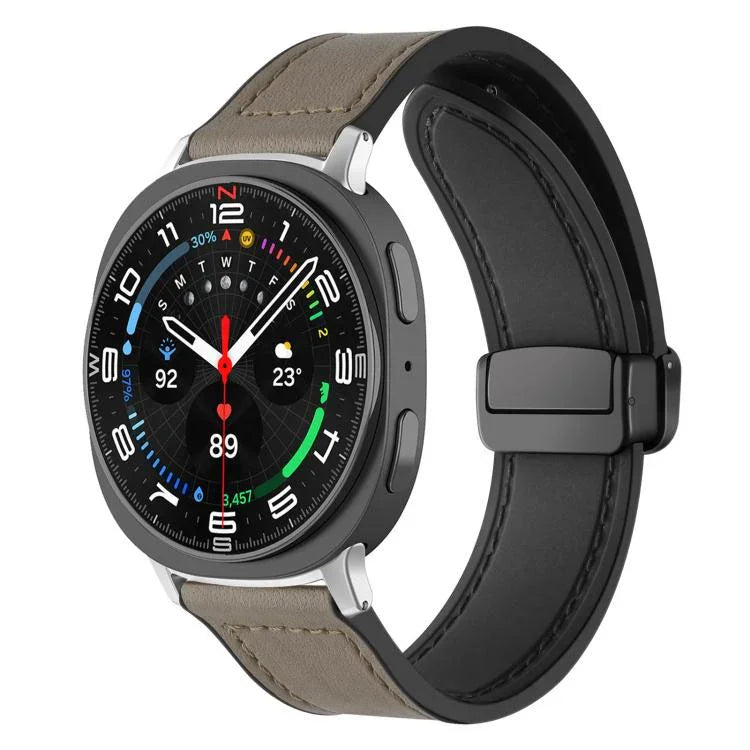 สายรัดนาฬิกาซิลิโคนลายหนังม้าบ้า xDfind พร้อมหัวเข็มขัดแม่เหล็ก สำหรับ Samsung Galaxy Watch Ultra / Ultra 2025, Samsung Galaxy Watch8 / 8 Classic