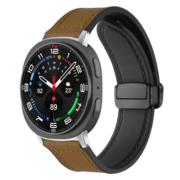 สายรัดนาฬิกาซิลิโคนลายหนังม้าบ้า xDfind พร้อมหัวเข็มขัดแม่เหล็ก สำหรับ Samsung Galaxy Watch Ultra / Ultra 2025, Samsung Galaxy Watch8 / 8 Classic