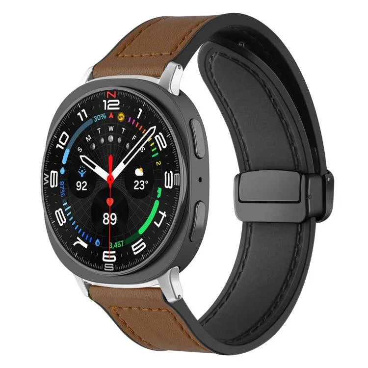 สายรัดนาฬิกาซิลิโคนลายหนังม้าบ้า xDfind พร้อมหัวเข็มขัดแม่เหล็ก สำหรับ Samsung Galaxy Watch Ultra / Ultra 2025, Samsung Galaxy Watch8 / 8 Classic