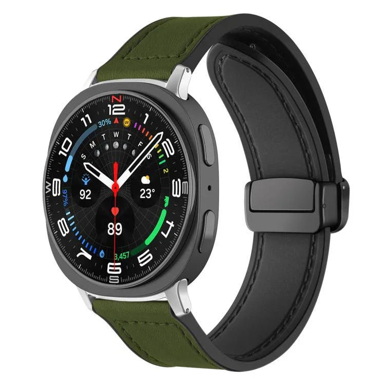 สายรัดนาฬิกาซิลิโคนลายหนังม้าบ้า xDfind พร้อมหัวเข็มขัดแม่เหล็ก สำหรับ Samsung Galaxy Watch Ultra / Ultra 2025, Samsung Galaxy Watch8 / 8 Classic