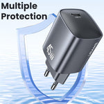 USAMS CC323 T66 ที่ชาร์จเร็ว GaN 45W USB-C / Type-C, ปลั๊ก EU, CC323
