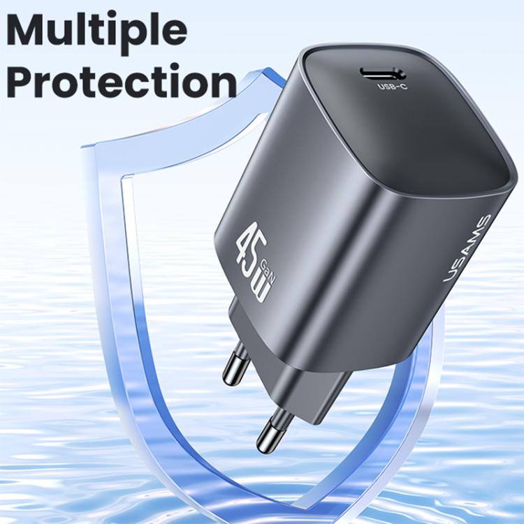 USAMS CC323 T66 ที่ชาร์จเร็ว GaN 45W USB-C / Type-C, ปลั๊ก EU, CC323