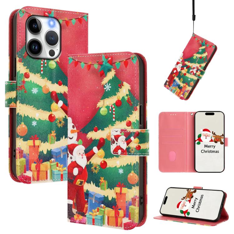 เคสโทรศัพท์หนังพร้อมสายคล้องมือดีไซน์คริสต์มาส สำหรับ iPhone 17e / 16e, สำหรับ iPhone 17 Pro Max, สำหรับ iPhone 17 Pro, สำหรับ iPhone 17, สำหรับ iPhone Air, สำหรับ iPhone 16 Pro Max, สำหรับ iPhone 16 Pro, สำหรับ iPhone 16 Plus