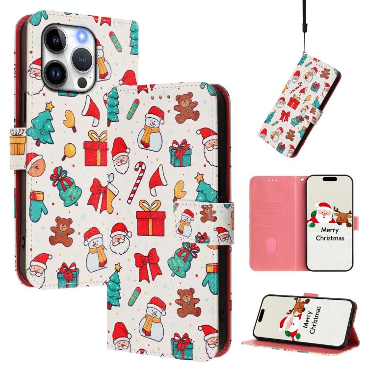 เคสโทรศัพท์หนังพร้อมสายคล้องมือดีไซน์คริสต์มาส สำหรับ iPhone 17e / 16e, สำหรับ iPhone 17 Pro Max, สำหรับ iPhone 17 Pro, สำหรับ iPhone 17, สำหรับ iPhone Air, สำหรับ iPhone 16 Pro Max, สำหรับ iPhone 16 Pro, สำหรับ iPhone 16 Plus
