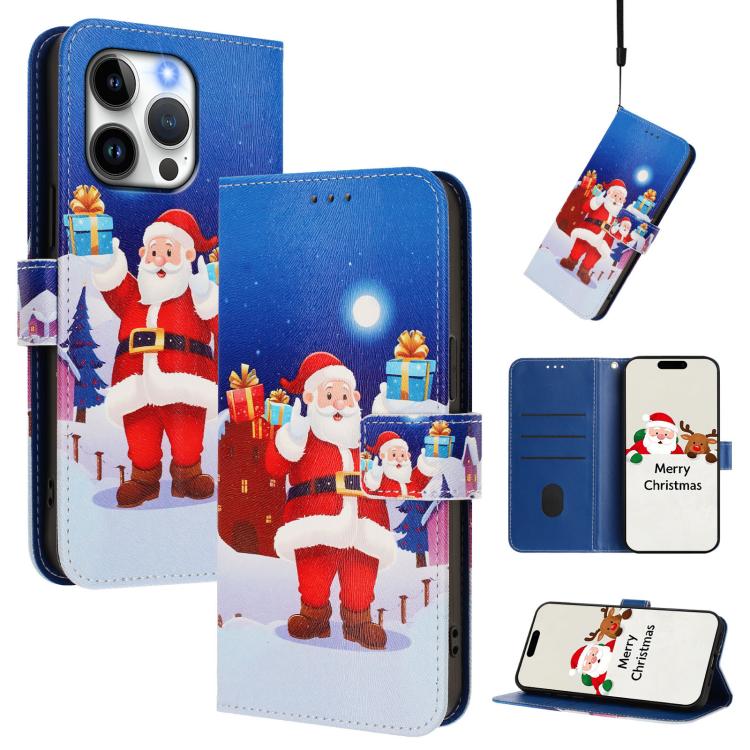 เคสโทรศัพท์หนังพร้อมสายคล้องมือดีไซน์คริสต์มาส สำหรับ iPhone 17e / 16e, สำหรับ iPhone 17 Pro Max, สำหรับ iPhone 17 Pro, สำหรับ iPhone 17, สำหรับ iPhone Air, สำหรับ iPhone 16 Pro Max, สำหรับ iPhone 16 Pro, สำหรับ iPhone 16 Plus
