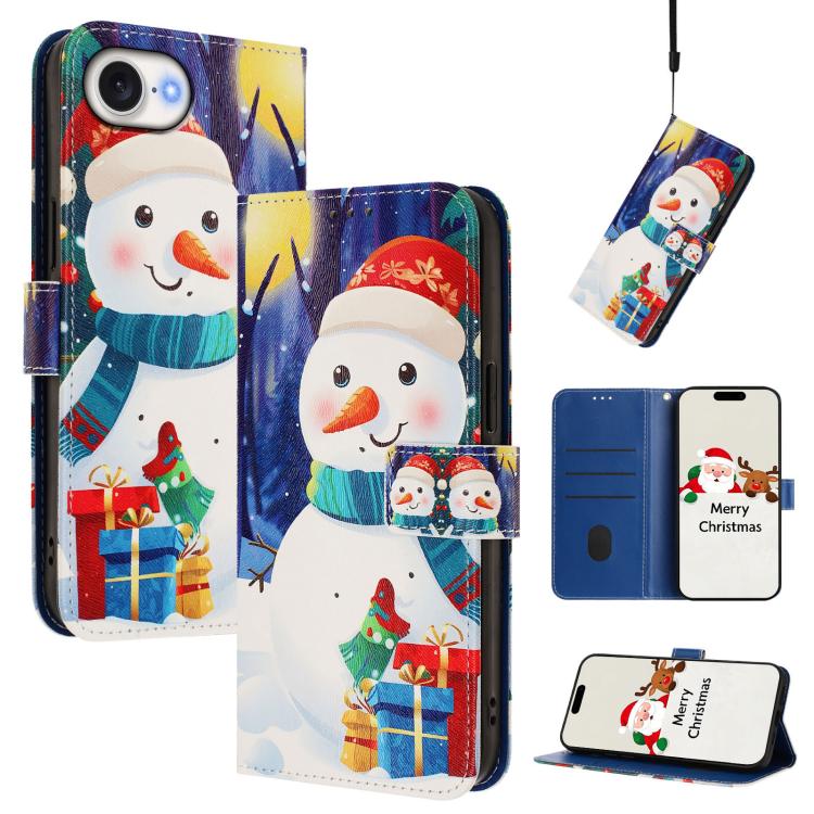 เคสโทรศัพท์หนังพร้อมสายคล้องมือดีไซน์คริสต์มาส สำหรับ iPhone 17e / 16e, สำหรับ iPhone 17 Pro Max, สำหรับ iPhone 17 Pro, สำหรับ iPhone 17, สำหรับ iPhone Air, สำหรับ iPhone 16 Pro Max, สำหรับ iPhone 16 Pro, สำหรับ iPhone 16 Plus