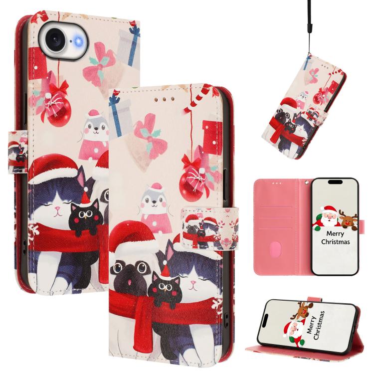 เคสโทรศัพท์หนังพร้อมสายคล้องมือดีไซน์คริสต์มาส สำหรับ iPhone 17e / 16e, สำหรับ iPhone 17 Pro Max, สำหรับ iPhone 17 Pro, สำหรับ iPhone 17, สำหรับ iPhone Air, สำหรับ iPhone 16 Pro Max, สำหรับ iPhone 16 Pro, สำหรับ iPhone 16 Plus