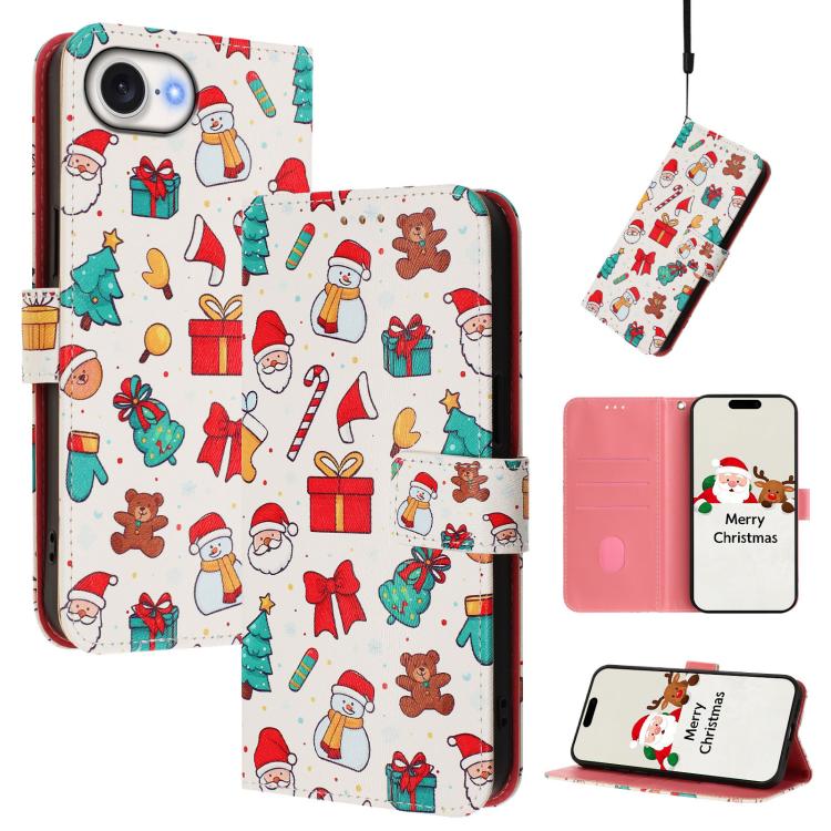 เคสโทรศัพท์หนังพร้อมสายคล้องมือดีไซน์คริสต์มาส สำหรับ iPhone 17e / 16e, สำหรับ iPhone 17 Pro Max, สำหรับ iPhone 17 Pro, สำหรับ iPhone 17, สำหรับ iPhone Air, สำหรับ iPhone 16 Pro Max, สำหรับ iPhone 16 Pro, สำหรับ iPhone 16 Plus