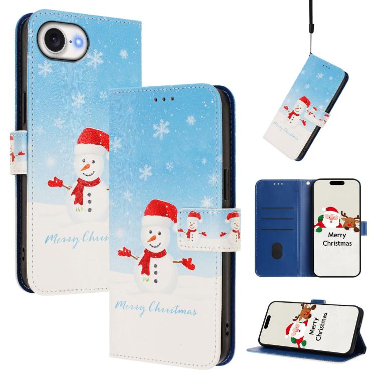 เคสโทรศัพท์หนังพร้อมสายคล้องมือดีไซน์คริสต์มาส สำหรับ iPhone 17e / 16e, สำหรับ iPhone 17 Pro Max, สำหรับ iPhone 17 Pro, สำหรับ iPhone 17, สำหรับ iPhone Air, สำหรับ iPhone 16 Pro Max, สำหรับ iPhone 16 Pro, สำหรับ iPhone 16 Plus