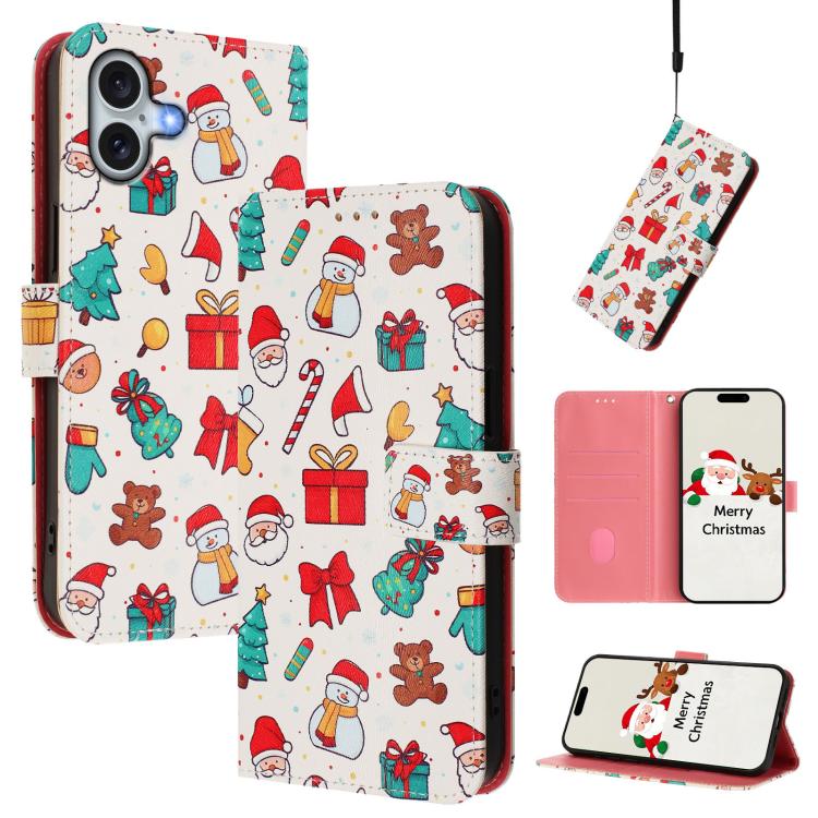 เคสโทรศัพท์หนังพร้อมสายคล้องมือดีไซน์คริสต์มาส สำหรับ iPhone 17e / 16e, สำหรับ iPhone 17 Pro Max, สำหรับ iPhone 17 Pro, สำหรับ iPhone 17, สำหรับ iPhone Air, สำหรับ iPhone 16 Pro Max, สำหรับ iPhone 16 Pro, สำหรับ iPhone 16 Plus