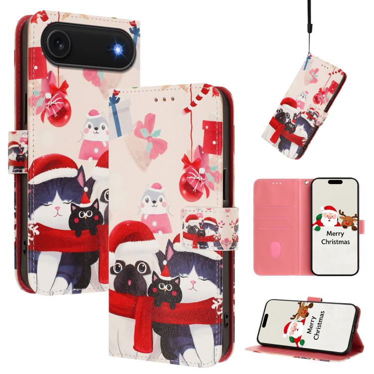 เคสโทรศัพท์หนังพร้อมสายคล้องมือดีไซน์คริสต์มาส สำหรับ iPhone 17e / 16e, สำหรับ iPhone 17 Pro Max, สำหรับ iPhone 17 Pro, สำหรับ iPhone 17, สำหรับ iPhone Air, สำหรับ iPhone 16 Pro Max, สำหรับ iPhone 16 Pro, สำหรับ iPhone 16 Plus