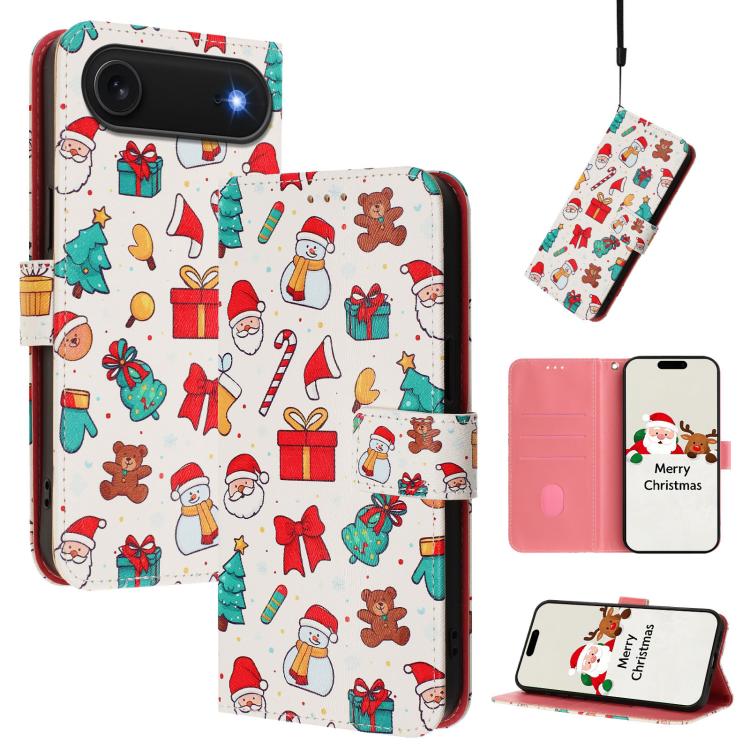 เคสโทรศัพท์หนังพร้อมสายคล้องมือดีไซน์คริสต์มาส สำหรับ iPhone 17e / 16e, สำหรับ iPhone 17 Pro Max, สำหรับ iPhone 17 Pro, สำหรับ iPhone 17, สำหรับ iPhone Air, สำหรับ iPhone 16 Pro Max, สำหรับ iPhone 16 Pro, สำหรับ iPhone 16 Plus