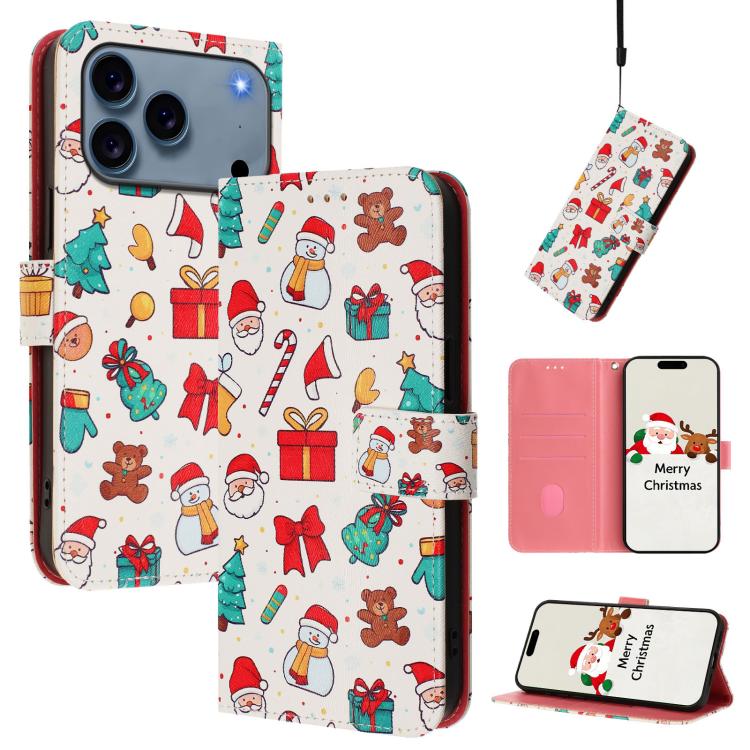 เคสโทรศัพท์หนังพร้อมสายคล้องมือดีไซน์คริสต์มาส สำหรับ iPhone 17e / 16e, สำหรับ iPhone 17 Pro Max, สำหรับ iPhone 17 Pro, สำหรับ iPhone 17, สำหรับ iPhone Air, สำหรับ iPhone 16 Pro Max, สำหรับ iPhone 16 Pro, สำหรับ iPhone 16 Plus
