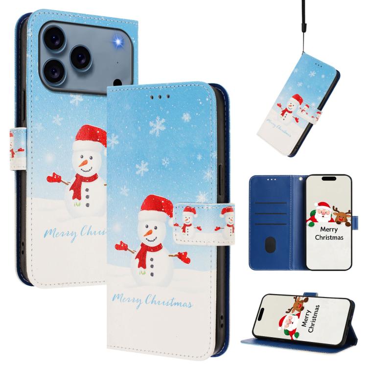 เคสโทรศัพท์หนังพร้อมสายคล้องมือดีไซน์คริสต์มาส สำหรับ iPhone 17e / 16e, สำหรับ iPhone 17 Pro Max, สำหรับ iPhone 17 Pro, สำหรับ iPhone 17, สำหรับ iPhone Air, สำหรับ iPhone 16 Pro Max, สำหรับ iPhone 16 Pro, สำหรับ iPhone 16 Plus