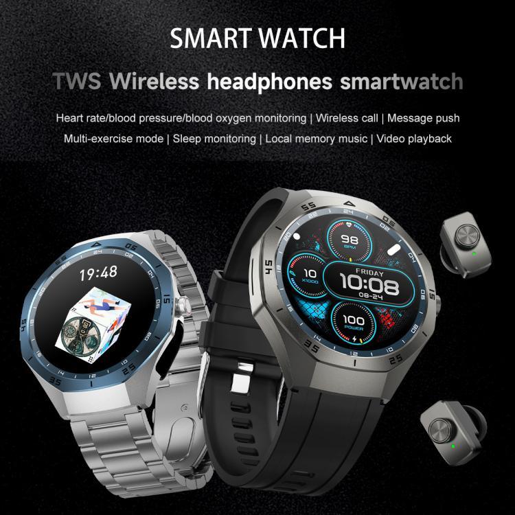 หูฟังบลูทูธแบบใส่สองข้าง F38 สมาร์ทวอทช์ IP67 รองรับการตรวจวัดอัตราการเต้นหัวใจ ซิลิโคน หนัง เหล็ก