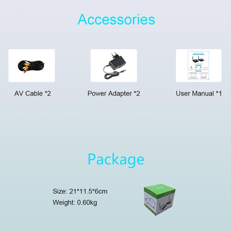 Measy AV230 เครื่องส่งและรับสัญญาณเสียง/วิดีโอไร้สาย 2.4GHz 1TX ถึง 2RX, AV230-2