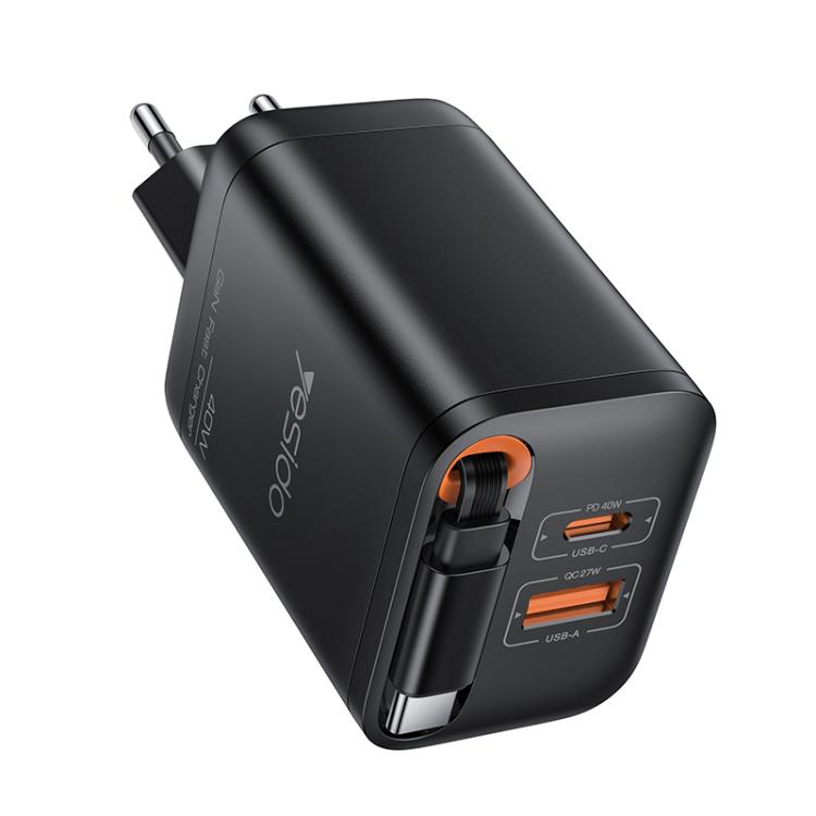 ที่ชาร์จเร็ว Yesido YC99 40W พร้อมสาย Type-C แบบเลื่อน YC99