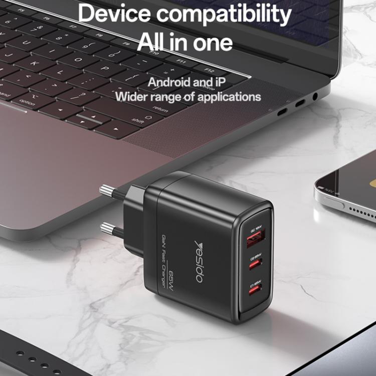 ที่ชาร์จเร็ว Yesido YC144C 65W สามพอร์ต พร้อมสาย Type-C 1 เมตร YC144C