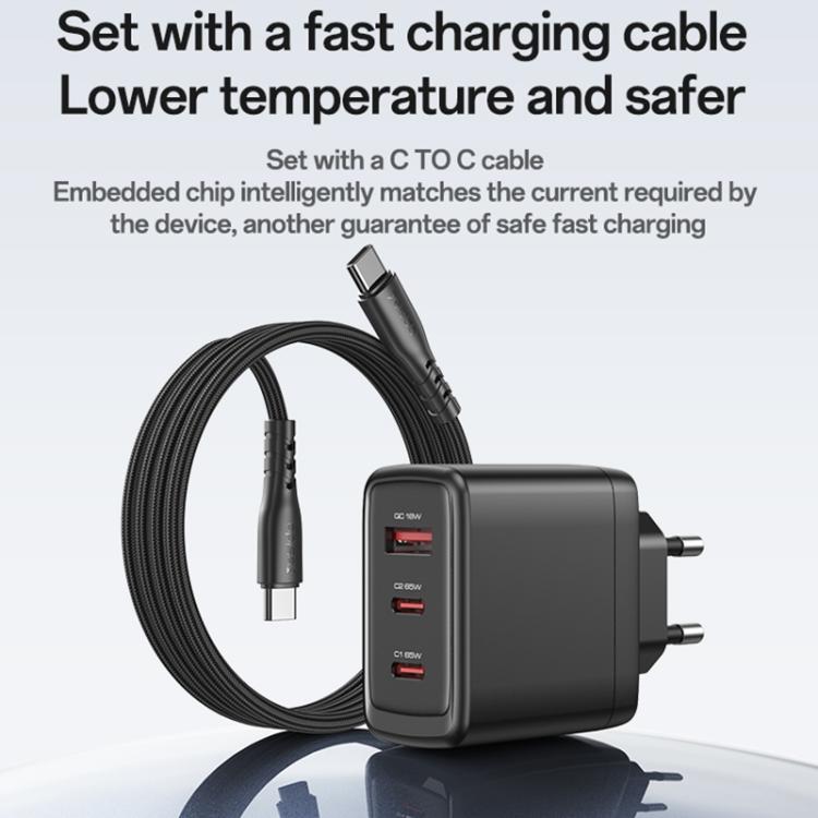 ที่ชาร์จเร็ว Yesido YC144C 65W สามพอร์ต พร้อมสาย Type-C 1 เมตร YC144C