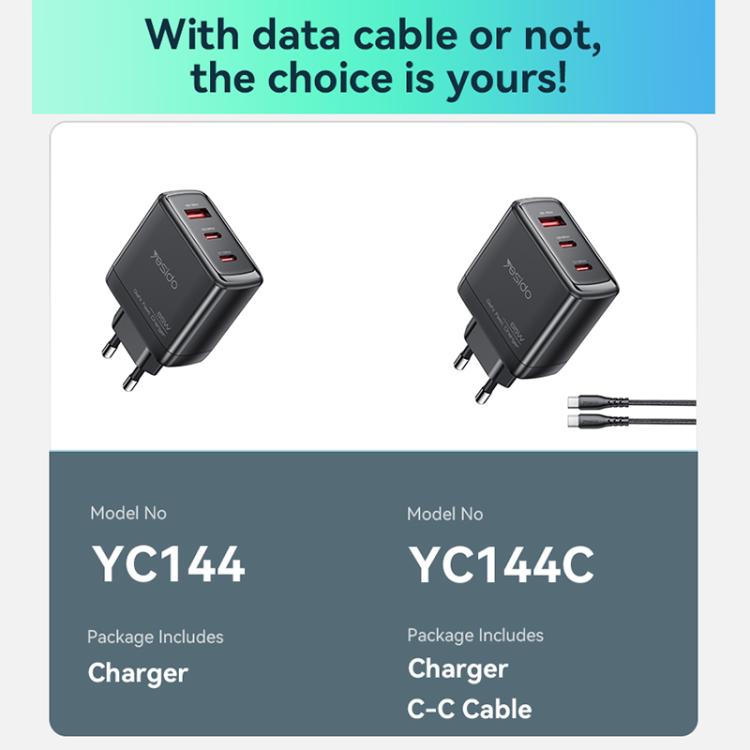 ที่ชาร์จเร็ว Yesido YC144C 65W สามพอร์ต พร้อมสาย Type-C 1 เมตร YC144C