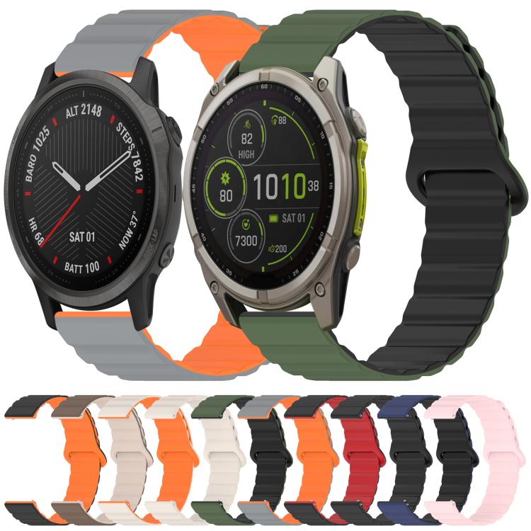xDfind Loop Magnetic Glossy Silicone Watch Band, For Garmin Fenix 8/7X/6X/5X 26mm, For Garmin Fenix 8/7/6/5 22mm, For Garmin Fenix 8/7S/6S/5S 20mm, For Garmin Forerunner 45 / 45S / Swim 2, For Garmin Forerunner 35/30/35J