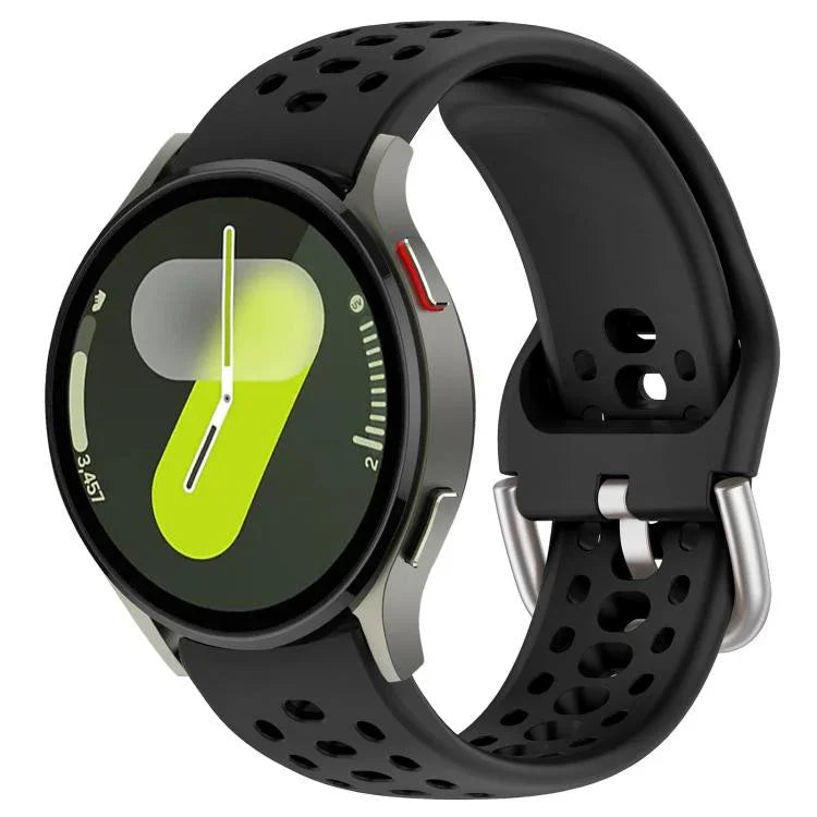 สายรัดนาฬิกาซิลิโคนสายรัดสปอร์ตหัวเข็มขัดเงิน xDfind สำหรับ Samsung Galaxy Watch 7 / 6 / 5 / FE