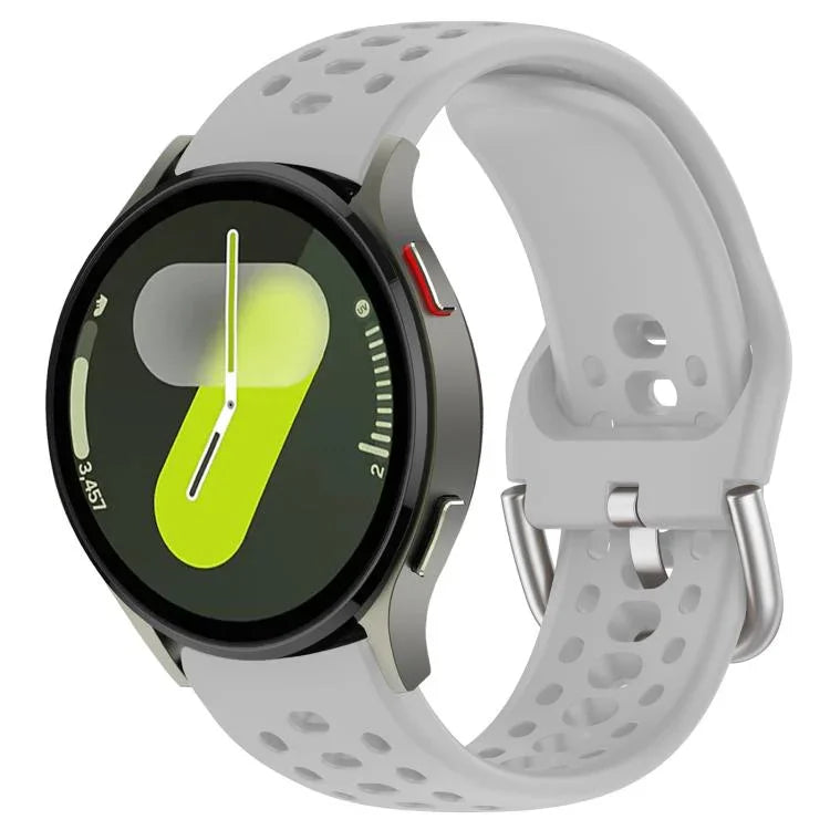 สายรัดนาฬิกาซิลิโคนสายรัดสปอร์ตหัวเข็มขัดเงิน xDfind สำหรับ Samsung Galaxy Watch 7 / 6 / 5 / FE