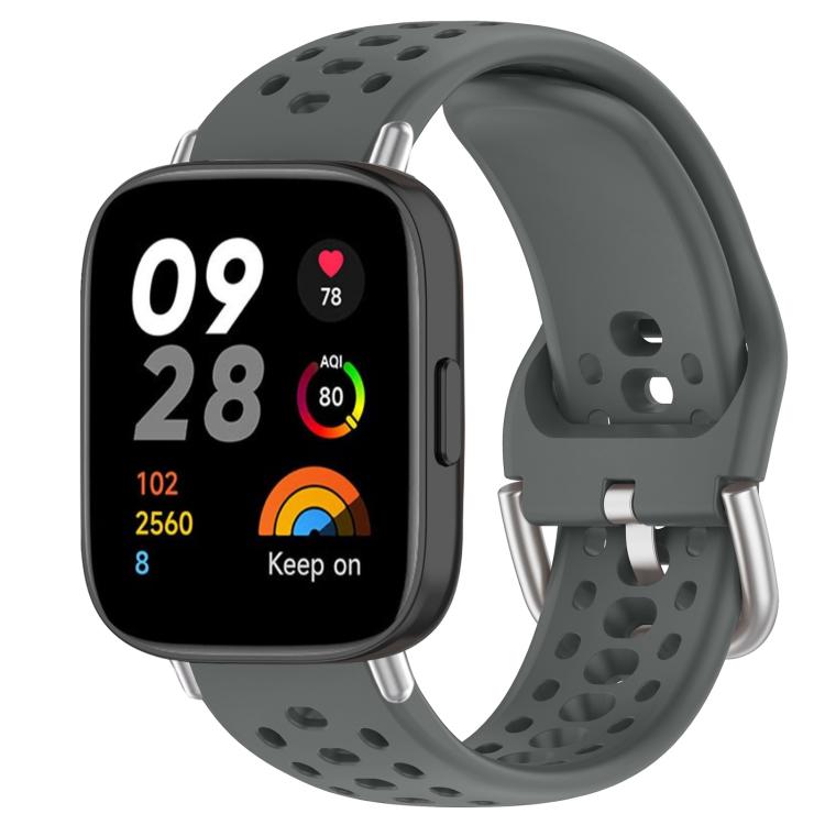 xDfind Silver Buckle Silicone Sport Watch Band, For Xiaomi Band 10 Pro / 9 Pro / Redmi Watch 6, For Redmi Watch 3 Active / Watch 3 Lite, For Redmi Watch 3