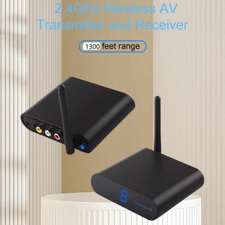 Measy AV240 เครื่องส่งและรับสัญญาณเสียง/วิดีโอไร้สาย 2.4GHz พร้อมฟังก์ชันส่งสัญญาณอินฟราเรดกลับ ระยะทาง: 400m, สีดำ AV240
