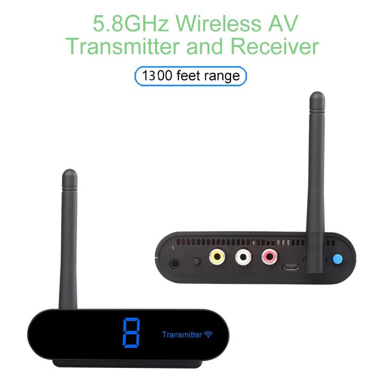 Measy AV540 เครื่องส่งและรับสัญญาณเสียง/วิดีโอไร้สาย 5.8GHz พร้อมฟังก์ชันส่งสัญญาณอินฟราเรดกลับ ระยะทาง: 400m, สีดำ AV540