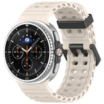 สายรัดนาฬิกาซิลิโคนสีท้องทะเลลายสองแถวรูหัวเข็มขัดสีดำ xDfind สำหรับ Samsung Galaxy Watch8 / 8 Classic