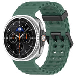 สายรัดนาฬิกาซิลิโคนสีท้องทะเลลายสองแถวรูหัวเข็มขัดสีดำ xDfind สำหรับ Samsung Galaxy Watch8 / 8 Classic