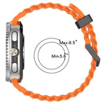สายรัดนาฬิกาซิลิโคนสีท้องทะเลลายสองแถวรูหัวเข็มขัดสีดำ xDfind สำหรับ Samsung Galaxy Watch8 / 8 Classic