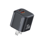 USAMS CC270 ที่ชาร์จเร็วขนาดเล็ก 30W GaN USB-C / Type-C และ USB สองพอร์ต, ปลั๊ก US