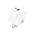 USAMS CC270 ที่ชาร์จเร็วขนาดเล็ก 30W GaN USB-C / Type-C และ USB สองพอร์ต, ปลั๊ก US