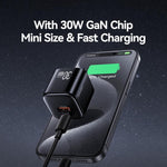 USAMS CC270 ที่ชาร์จเร็วขนาดเล็ก 30W GaN USB-C / Type-C และ USB สองพอร์ต, ปลั๊ก US
