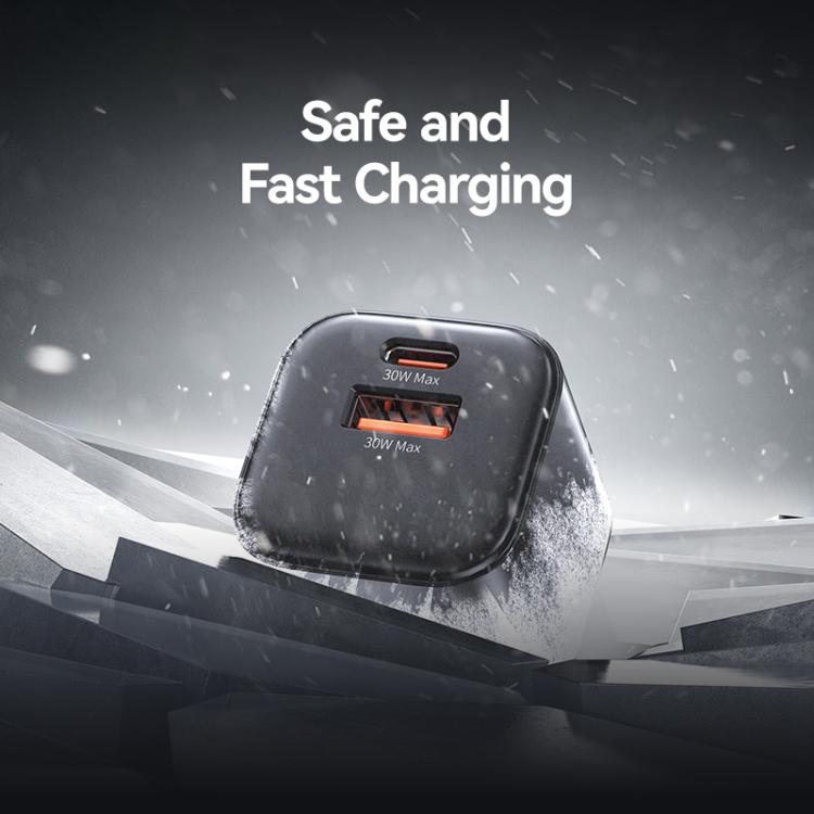 USAMS CC270 ที่ชาร์จเร็วขนาดเล็ก 30W GaN USB-C / Type-C และ USB สองพอร์ต, ปลั๊ก US