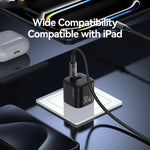 USAMS CC270 ที่ชาร์จเร็วขนาดเล็ก 30W GaN USB-C / Type-C และ USB สองพอร์ต, ปลั๊ก US