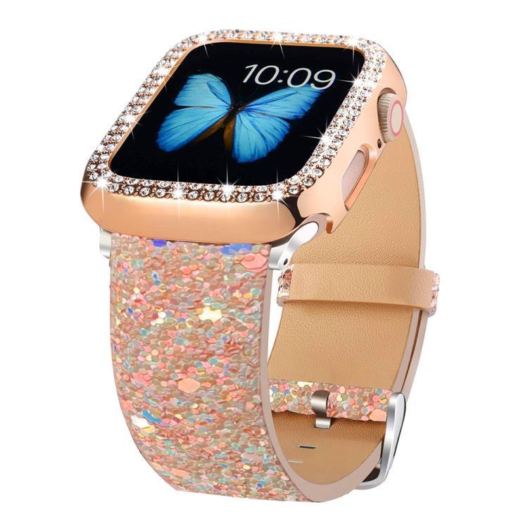 สายหนังประดับเลื่อมกลิตเตอร์ xDfind สำหรับ Apple Watch ขนาด 42 / 44 / 45 / 46 / 49 มม., สำหรับ Apple Watch ขนาด 38 / 40 / 41 / S10 42 มม.