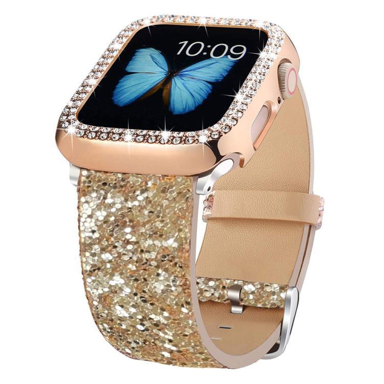 สายหนังประดับเลื่อมกลิตเตอร์ xDfind สำหรับ Apple Watch ขนาด 42 / 44 / 45 / 46 / 49 มม., สำหรับ Apple Watch ขนาด 38 / 40 / 41 / S10 42 มม.